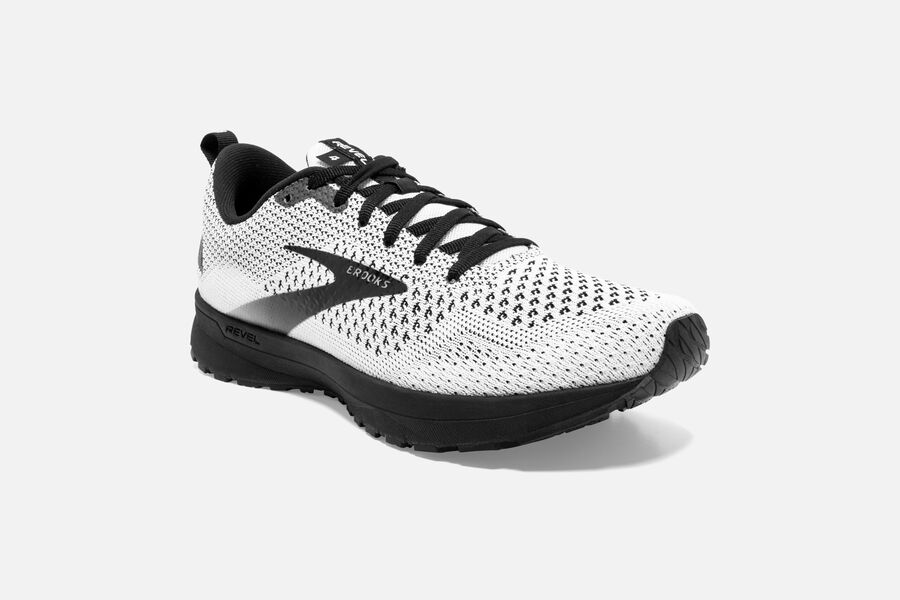 Brooks Running Shoes Womens White/Black - Revel 4 Road - 4302-UPGSH